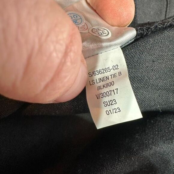 NWT Banana Republic Linen Tie Back Black Split Hem Blouse Small - Picture 5 of 15